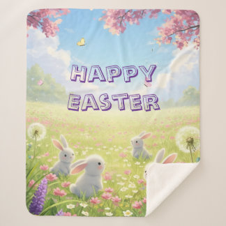 Lavendel Ostern Süßer Weißer Hase Floral Frühling Sherpadecke