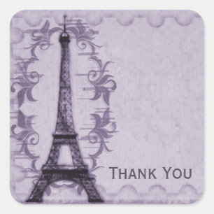 Lavendel Paris Grunge Dankeschön Aufkleber