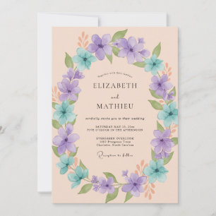 Lavendel Pastell Floral Frühlingshochzeit Einladung