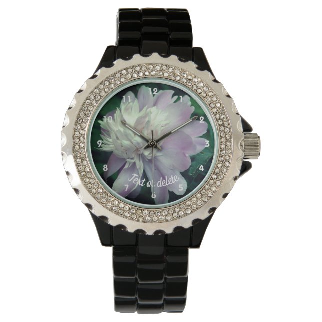 Lavendel Peony Blume in Bloom Personalisiert Armbanduhr (Vorderseite)