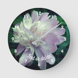 Lavendel Peony Blume in Bloom Personalisiert Runde Wanduhr
