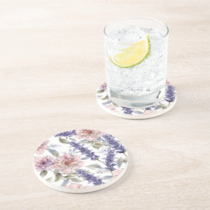 Lavendel-Pfingstrose-Wasserfarben-Blumengarten Getränkeuntersetzer