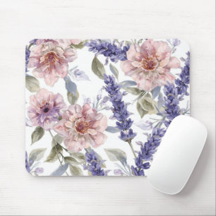 Lavendel-Pfingstrose-Wasserfarben-Blumengarten Mousepad