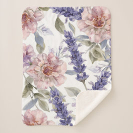 Lavendel-Pfingstrose-Wasserfarben-Blumengarten  Sherpadecke