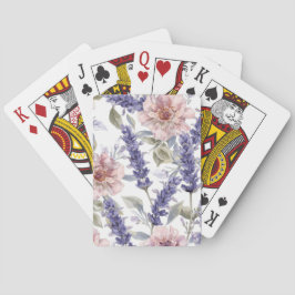 Lavendel-Pfingstrose-Wasserfarben-Blumengarten  Spielkarten