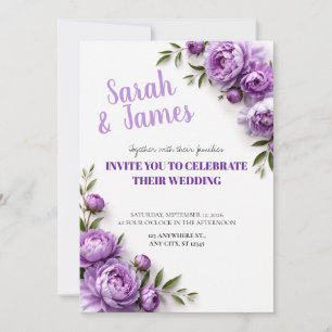 Lavendel-Pfingstrosen-Hochzeitseinladung Einladung