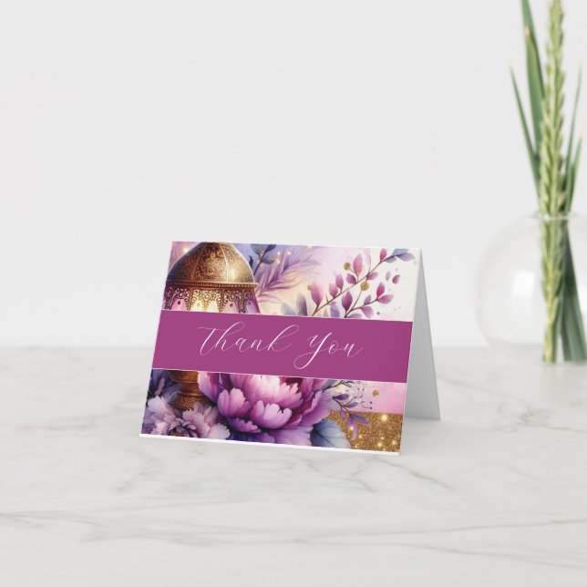 Lavendel-Pfingstrosen Leichtes Aquarell Danke (Vorderseite)