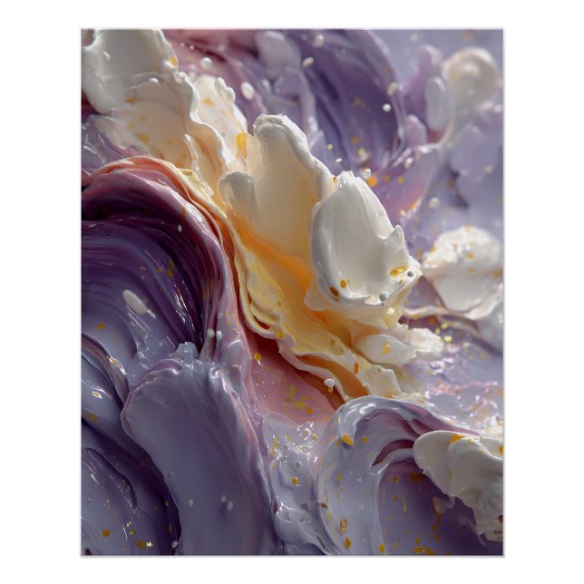 Lavendel-Pfirsich-Cream Fluid Swirl Poster (Vorderseite)