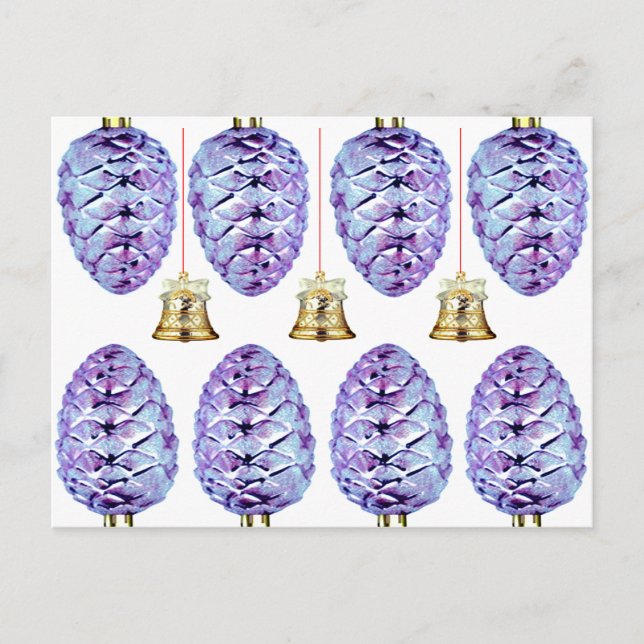 Lavendel Pinecones and Bells Grußkarte Postkarte (Vorderseite)