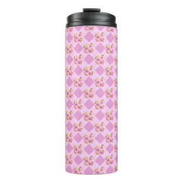 Lavendel Pink Blume Gingham Pattern Travel Thermosbecher