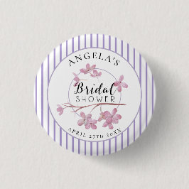 Lavendel Pink Lilac Stripes Brautparty Button