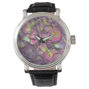 Lavendel Pink Rose Petals Wasserfarbe Armbanduhr
