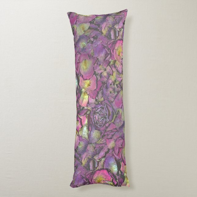 Lavendel Pink Rose Petals Wasserfarbe Seitenschläferkissen (Rückseite (Vertikal))