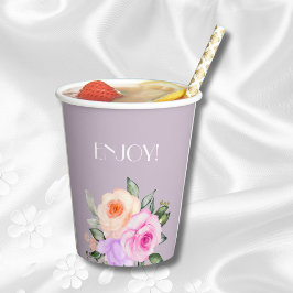 Lavendel Pink Roses Brautparty Pappbecher