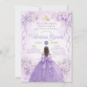 Lavendel-Prinzessin Quinceañera Lila Flieder Einladung