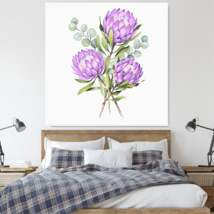 Lavendel-Protea-Botanik-Aquarell Leinwanddruck