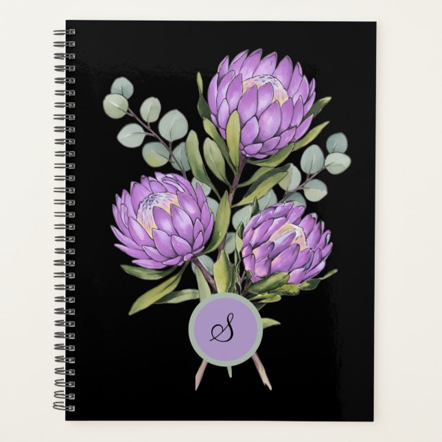 Lavendel-Protea-Botanik-Aquarell Planer (Vorderseite)