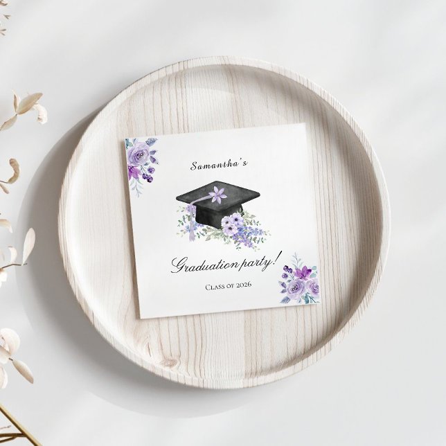 Lavendel Purpur Blumen Abschlussfeier Serviette (Von Creator hochgeladen)