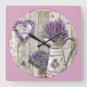 Lavendel Quadratische Wanduhr