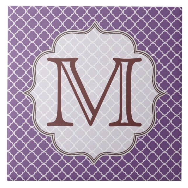 Lavendel Quarterfolie Latti Monogram Display Tile Fliese (Vorderseite)