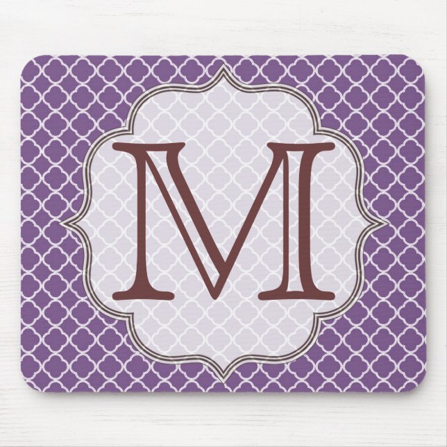 Lavendel Quarterfolie Latti Monogram Mouse Pad Mousepad (Vorne)