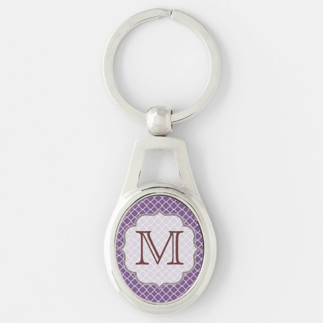 Lavendel Quarterfolie Latti Monogramm Schlüsselket Schlüsselanhänger (Vorderseite)