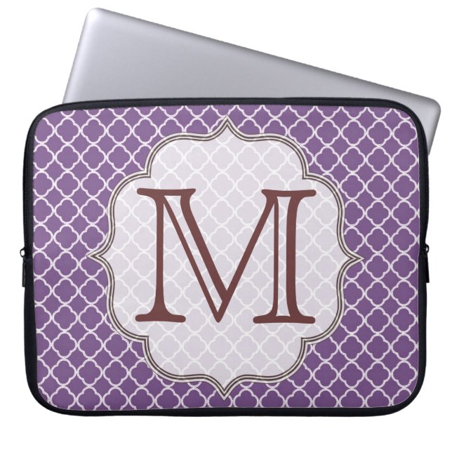 Lavendel Quarterfolienmonogramm 15" Notebook-Gehäu Laptopschutzhülle (Vorderseite)