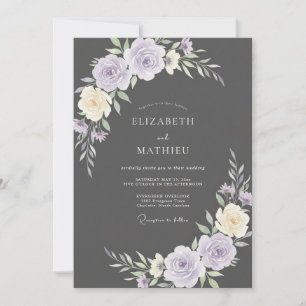 Lavendel-Ranunculus-Eukalyptus-Hochzeit mit Holzko Einladung