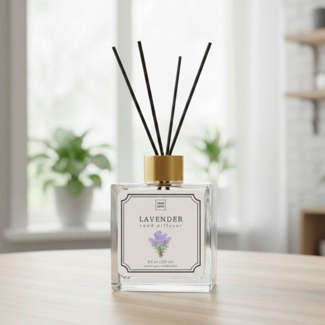 Lavendel-Reed-Diffuser-Etikett Quadratischer Aufkleber (Von Creator hochgeladen)