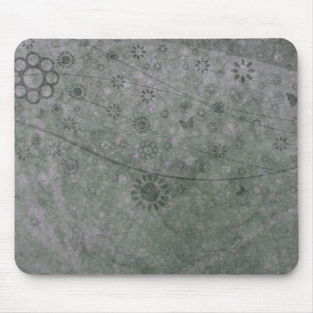 Lavendel Retro Blume und Schmetterlinge Abstrakt Mousepad (Vorne)