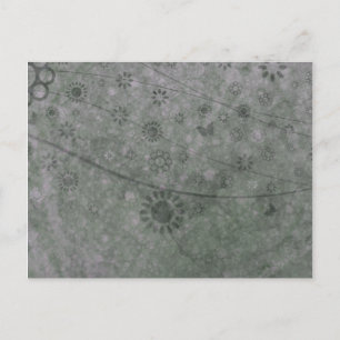 Lavendel Retro Blume und Schmetterlinge Abstrakt Postkarte