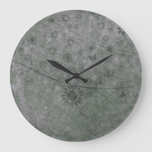 Lavendel-Retro Blumen und Schmetterlinge abstrakt Große Wanduhr