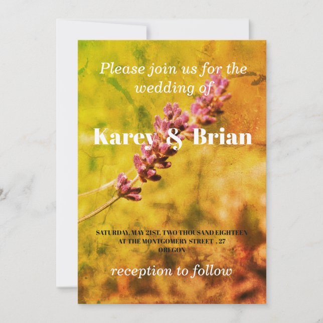 Lavendel, romantische Blumenkarte Einladung (Vorderseite)