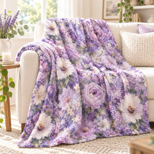 Lavendel Romantische Blütenpracht florale Heimdeko Fleecedecke