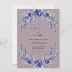 Lavendel Romantische Hochzeit mit florierendem Sch Einladung