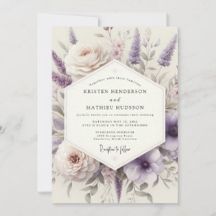 Lavendel Romantische Wiesenhochzeit Einladung