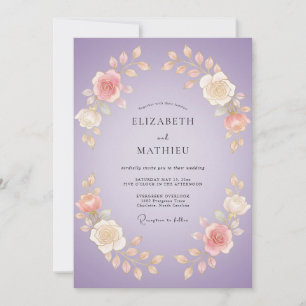 Lavendel Romantischer Blumenkranz Hochzeit Einladung