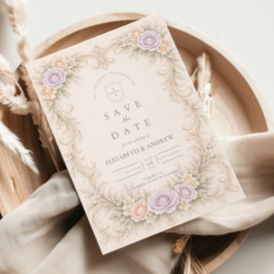 Lavendel-Rosa Barock-Garten-Hochzeit Save The Date