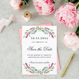 Lavendel Rosa Blumen Grüne Hochzeit Save The Date