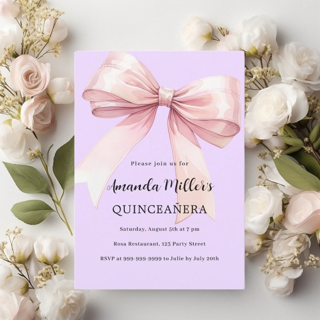 Lavendel rosa Bogen elegant Quinceanera Einladung (Von Creator hochgeladen)