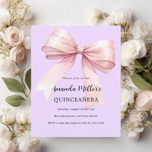 Lavendel Rosa Bogen Quinceanera Einladung