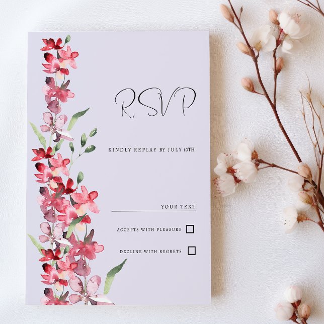 Lavendel rosa bordeauxfarbene Pfefferminze UAWG Einladung (Lavender pink burgundy mint floral RSVP)