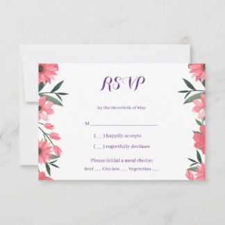 Lavendel-Rosa-Floral-Hochzeits-RSVP-Karte RSVP Karte