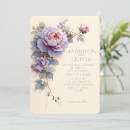 Lavendel-Rosa Pfingstrose Elegante Romantische Hoc Einladung