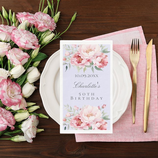 Lavendel rosa Rosenflorchen Eleganter Geburtstag Serviette (Von Creator hochgeladen)