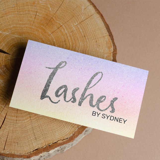 Lavendel Rosa Silberglätter Glitzer Lashes Visitenkarte (Lavender Pink Silver Gradient Glitter Lashes Business Card)