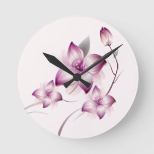 Lavendel-rosa Spritzpistolen-Art-Blumen Runde Wanduhr
