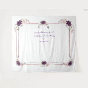 Lavendel Rosa Weiße Florale Hochzeits-Fotobooth Wandteppich