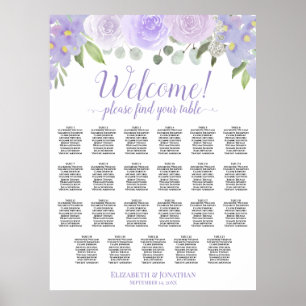 Lavendel-Rose 23 Tabelle Boho Hochzeitskarte Poster
