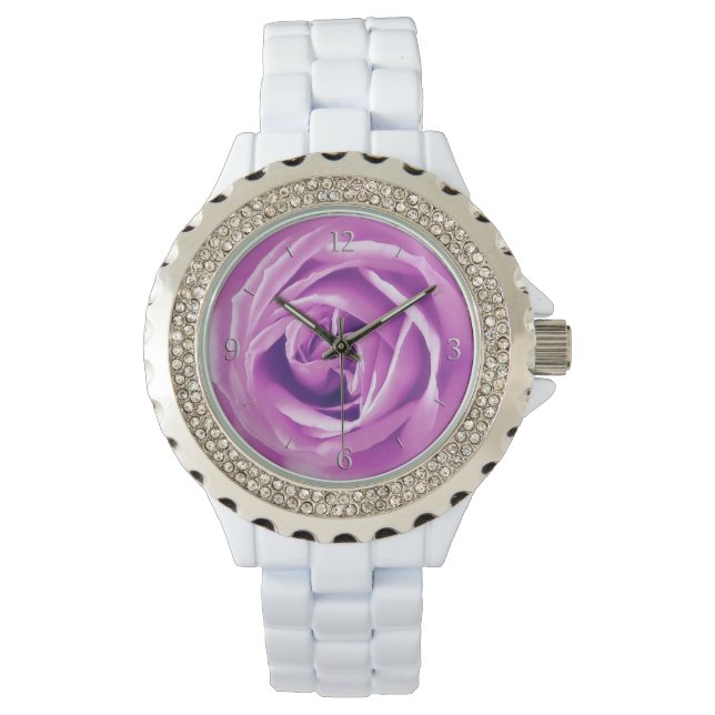 Lavendel-Rose Armbanduhr (Vorderseite)